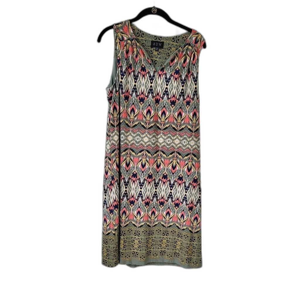Sleeveless Printed Lined Dress - Size 10